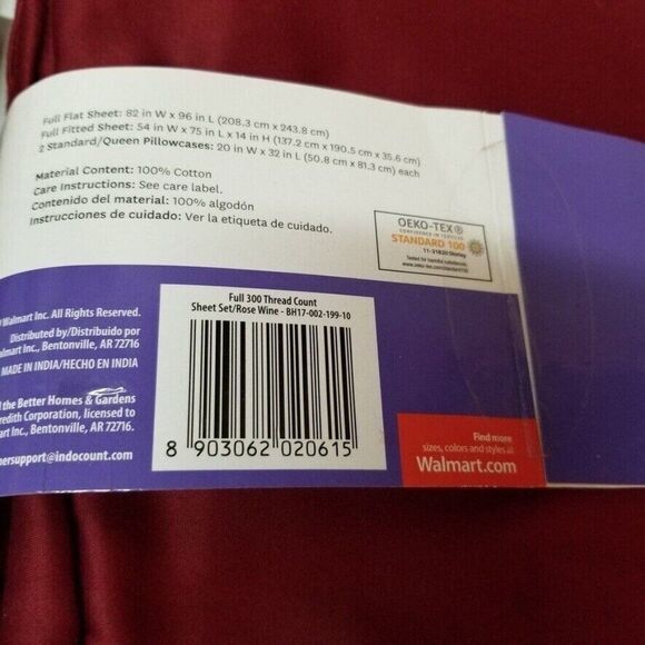 Walmart Sheet Set Storage Bag Burgandy Red Queen Pillowcases - Picture 4 of 6